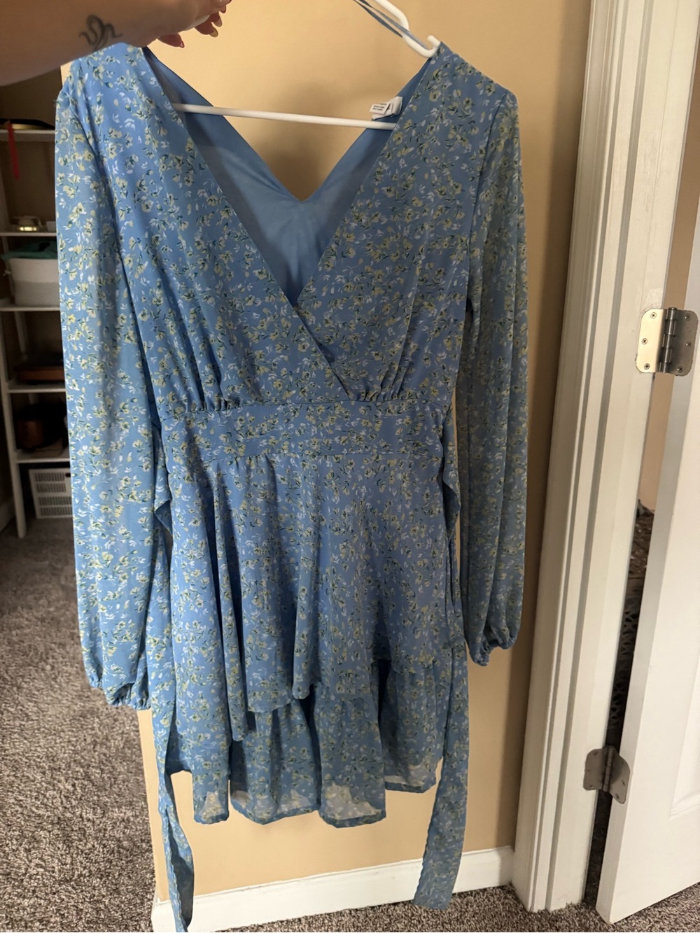 Japna Blue Floral Slip Dress with Yellow Accents